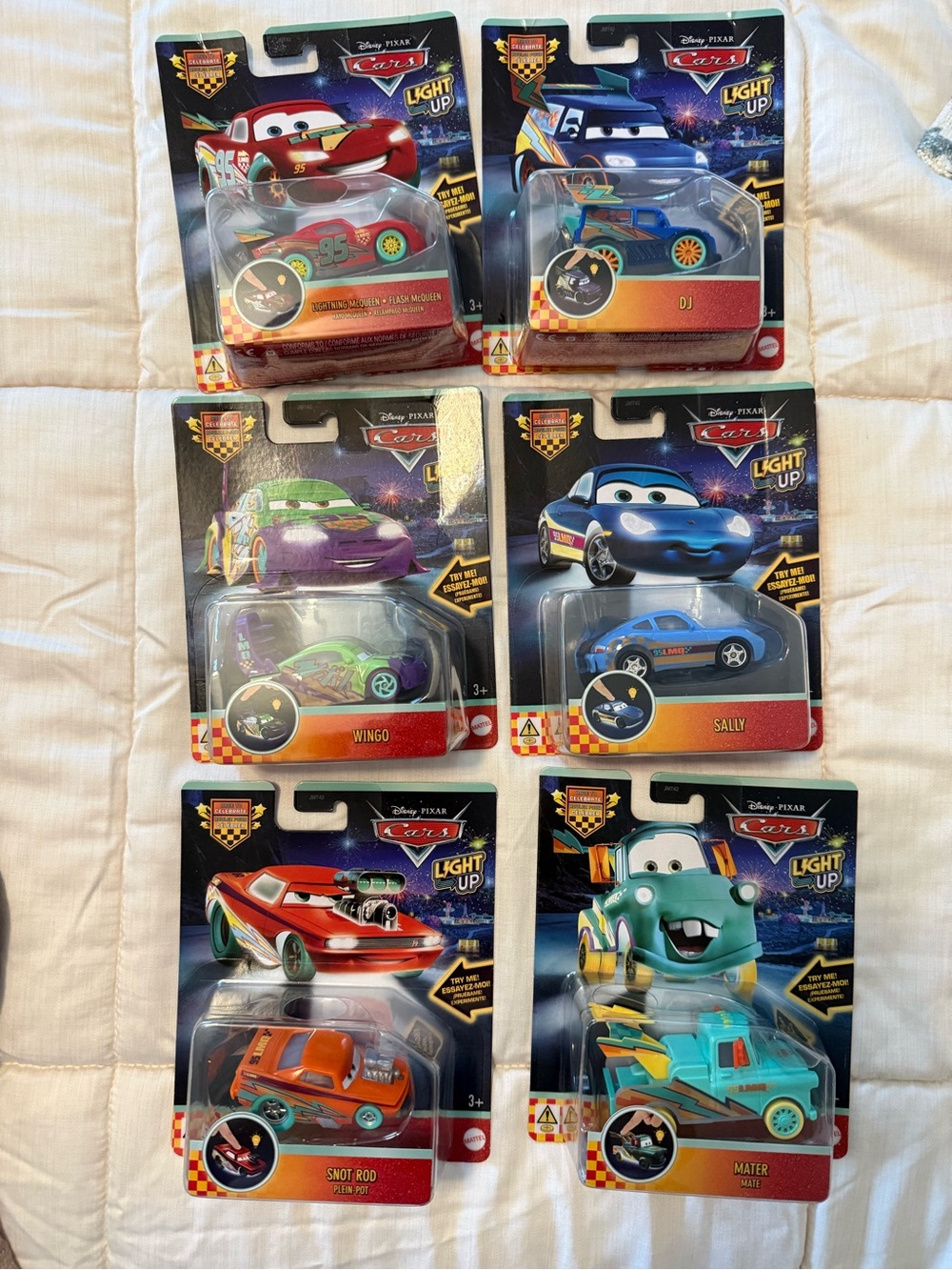 Disney Pixar Cars Race to Celebrate Light Up Set of (6) 20th Anniversary Mattel